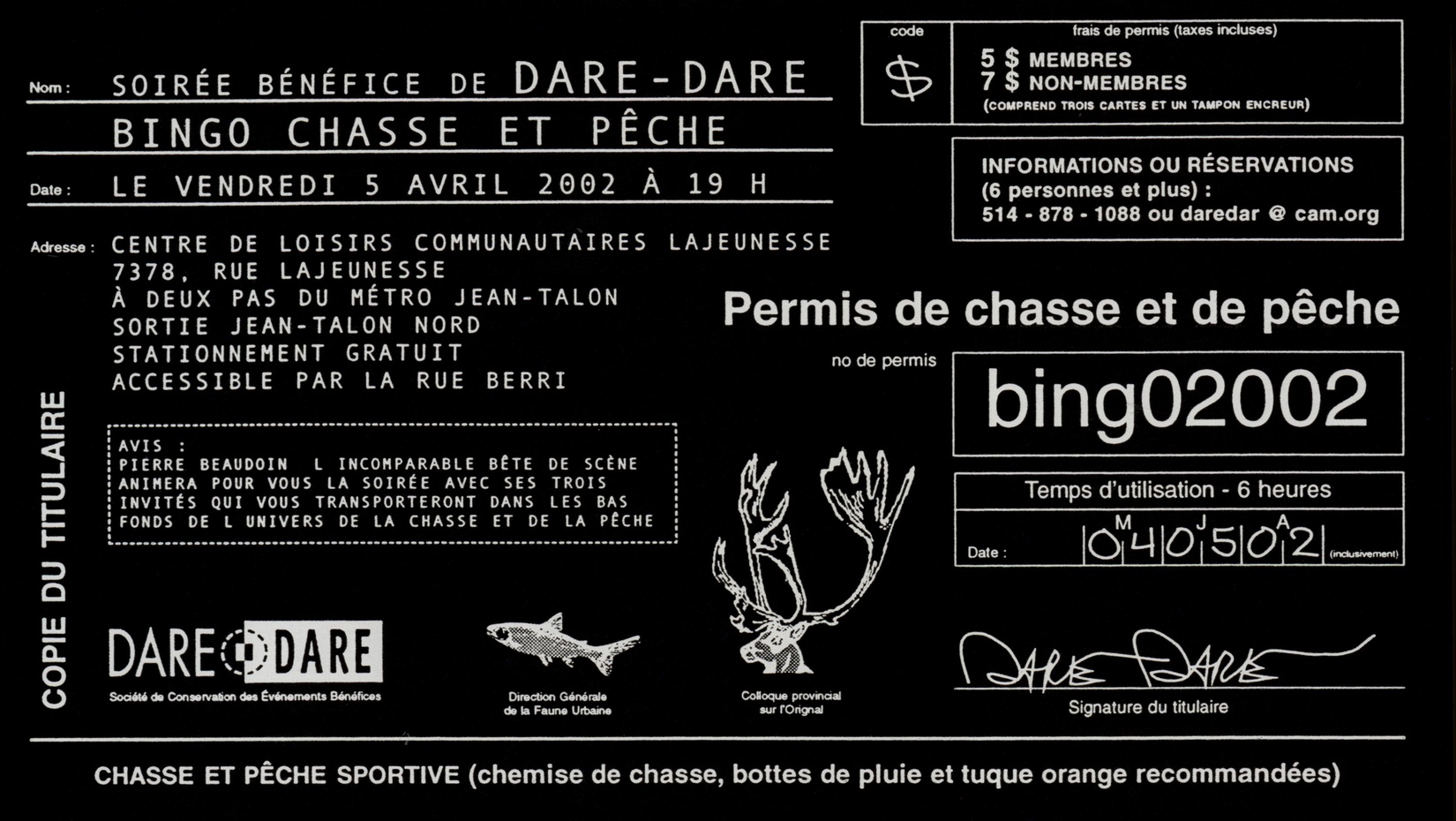 BINGO  Chasse et Pêche
